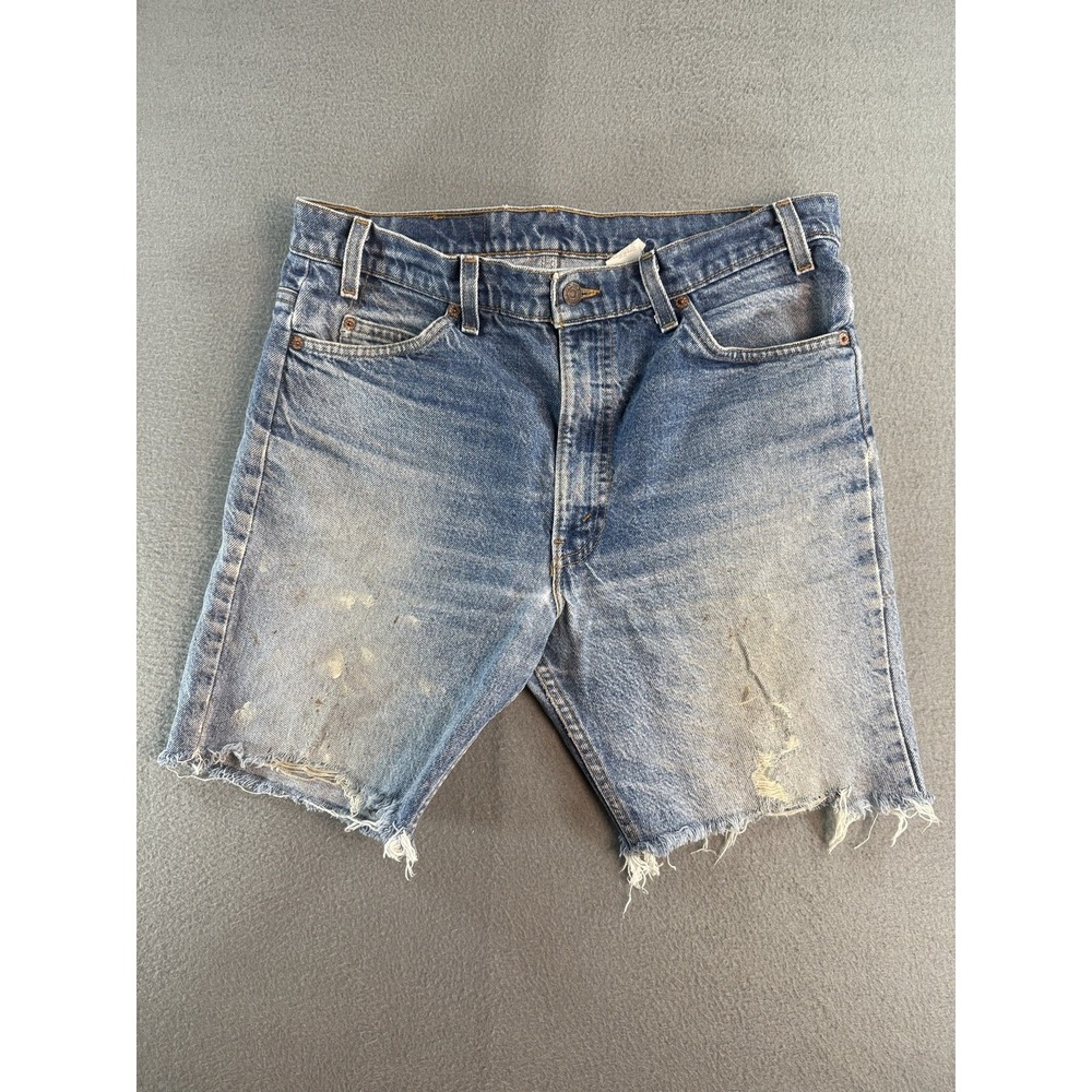 Vintage Levi's 517 Shorts Mens 36 Orange Tab Blue Denim Cutoff 7.5 Inseam USA